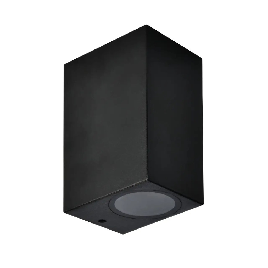 Applique façade carré 2 lampes en aluminium noir étanche