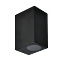 Applique façade carré 2 lampes en aluminium noir étanche