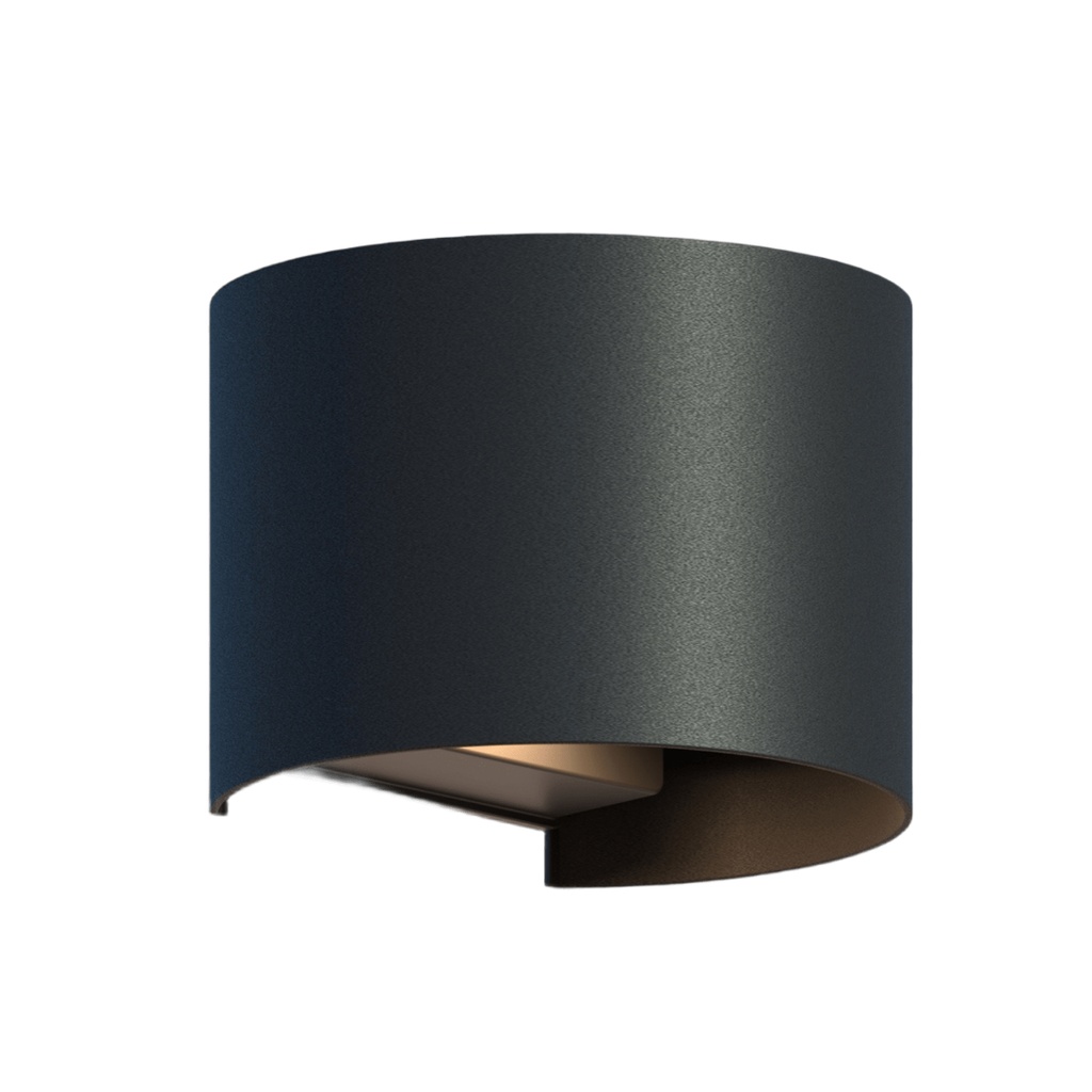 Applique murale LED 6W rond en aluminium noir étanche IP65 Lumière Jaune