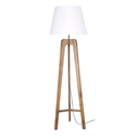 Lampadaire Commons en bois de manguier avec abat-jour blanc