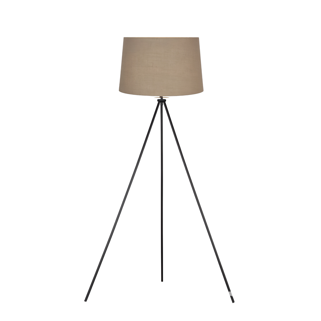 Lampadaire Soeni en métal noir et abat-jour naturel Ø45