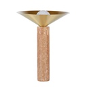 Lampe Oreli en travertin terracotta et abat-jour en métal doré