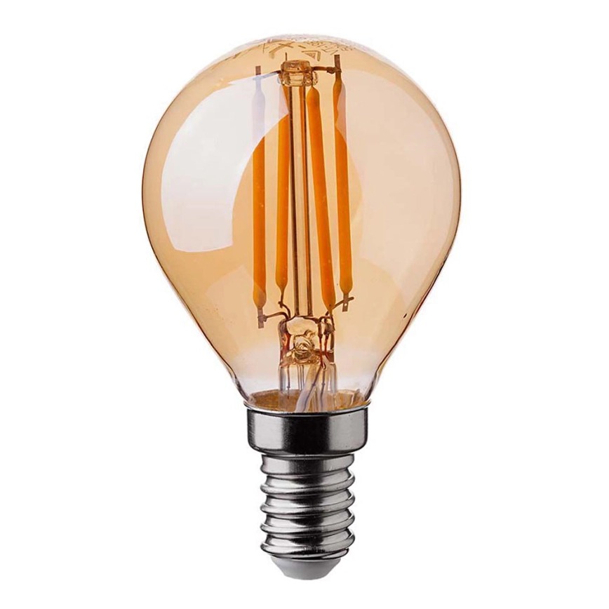 Ampoule LED Filament P45 E14 4W verre ambre Lumière Jaune