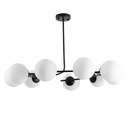 Lustre Orion 9 lampes en métal noir et verre blanc