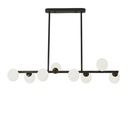 Lustre Terra 8 lampes en métal noir et verre blanc