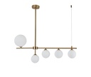 Lustre Royale 5 lampes en métal doré et verre blanc