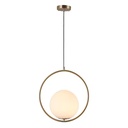Suspension Adrienna en metal doré et verre blanc opale