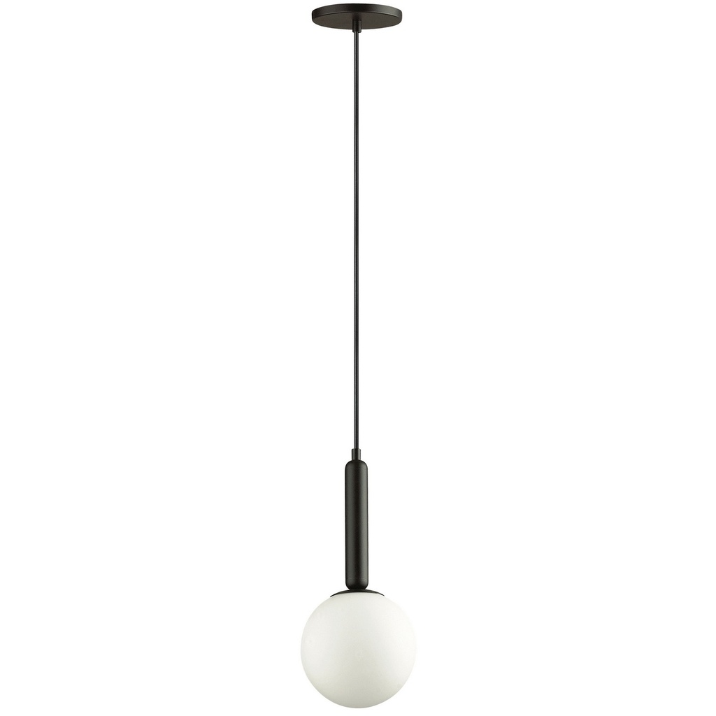 Suspension Tara en metal noir et verre blanc