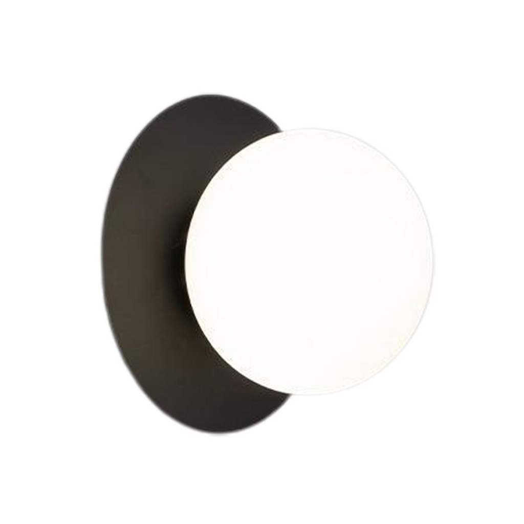 Applique murale Parma en métal noir verre opal blanc