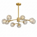 Lustre Diamant 9 lampes en métal doré et verre cristal