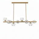 Lustre Mono 8 lampes en métal doré et verre cristal