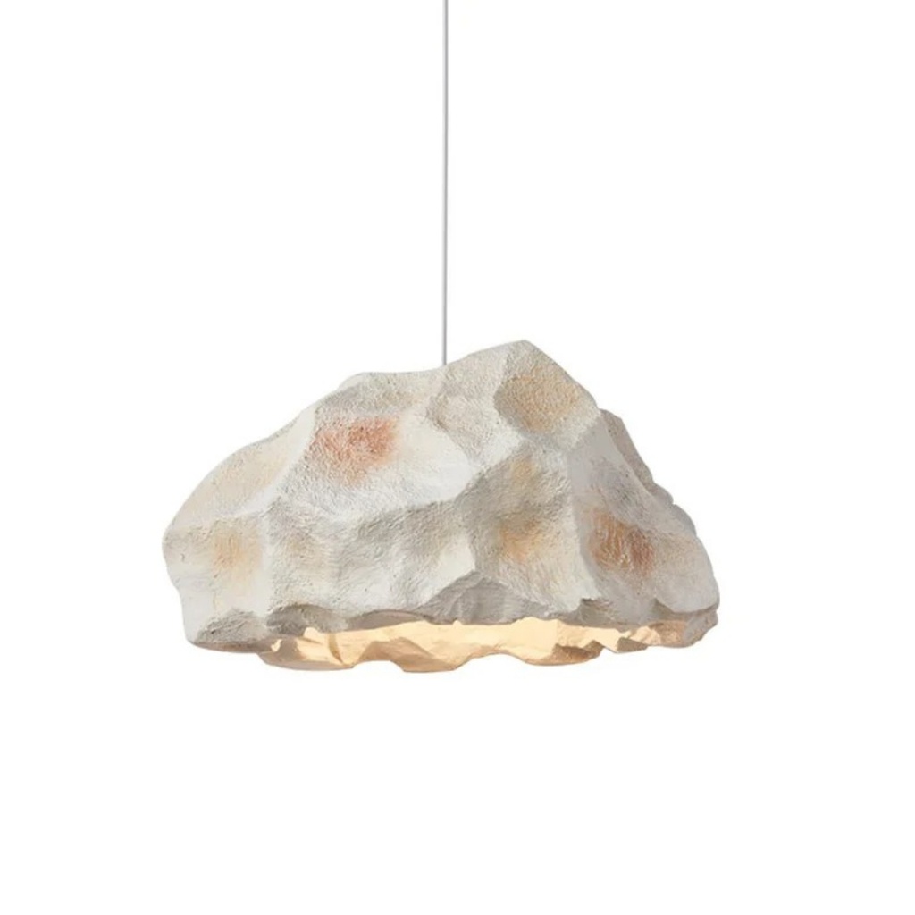 Suspension scandinave Monarch en résine forme de pierre blanc