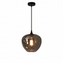 Suspension Frank en metal noir et verre forme de bouteille fumé