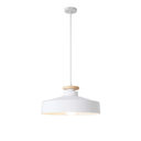Suspension metio en métal blanc et bois naturel