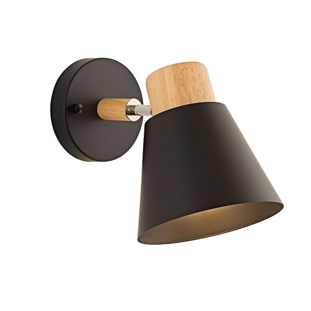 Applique / Spot Roger en métal noir design bois chic