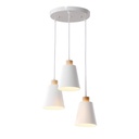 Lustre Roger 3 lampes en métal blanc design bois chic