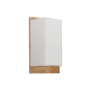 Applique murale frosted vintage en bois et verre cube H20