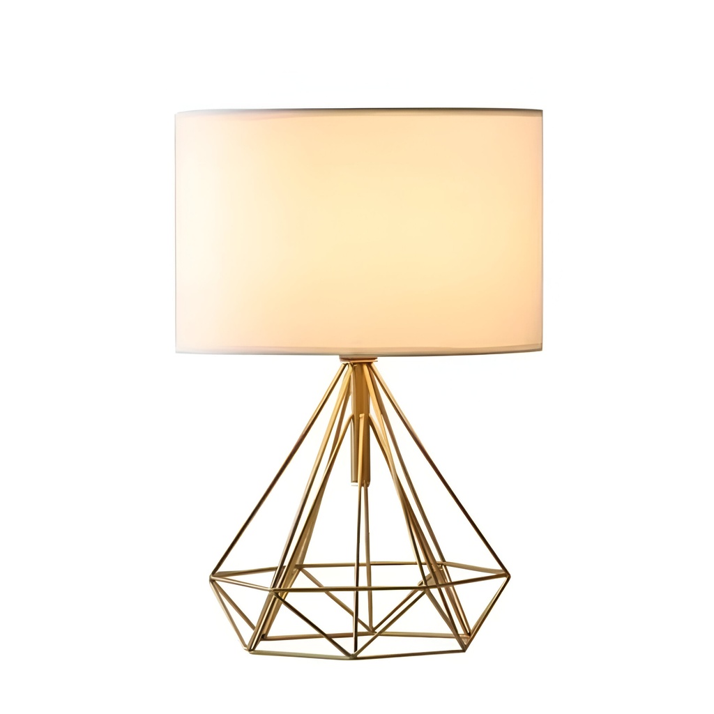 Lampe a poser en métal doré avec abat-jour en lin h40