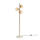 Lampadaire 3 lampes melinda en métal doré avec verres ambrés