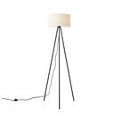 Lampadaire william moderne en métal noir et textile blanc