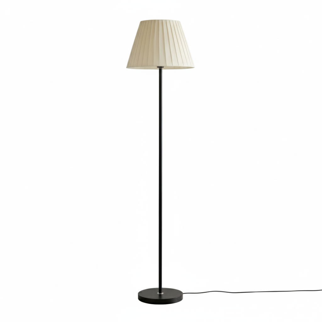 Lampadaire Alice en métal base noir avec abat-jour impero blanc