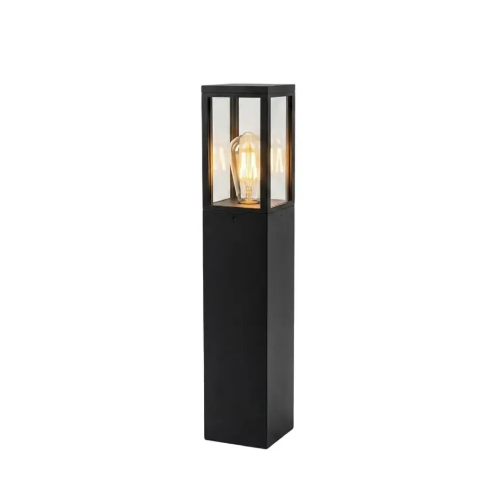 Borne de jardin Industriel en plastique noir , verre transparent étanche IP44