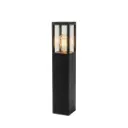 Borne de jardin Industriel en plastique noir , verre transparent étanche IP44