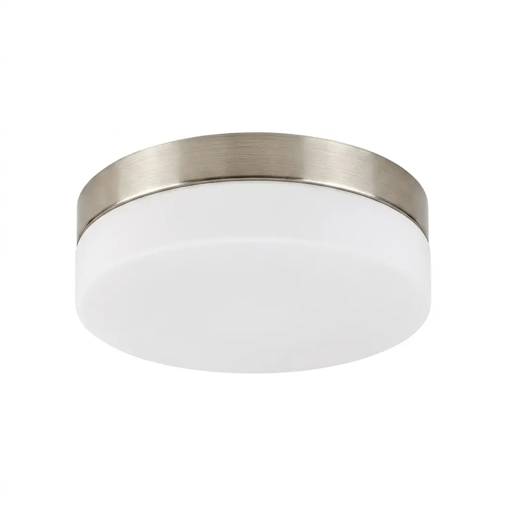 Plafonnier Gaelo en métal et polycarbonate finition nickel brossé étanche IP44