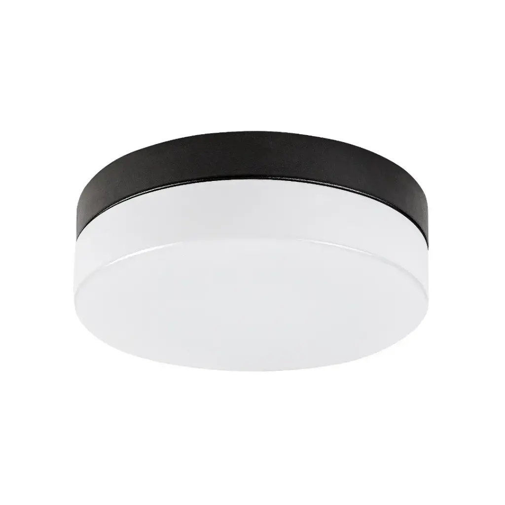 Plafonnier Gaelo en métal et polycarbonate finition noir mat étanche IP44