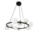  Lustre Lenina 10 lampes en métal noir mat avec cuivre or et  verre plat sphérique