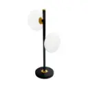  Lampe à poser Lenina en fer finition noir mat avec cuivre or et verre plat sphérique