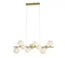 Lustre Carrare 10 lampes en métal base dorée et verre givré