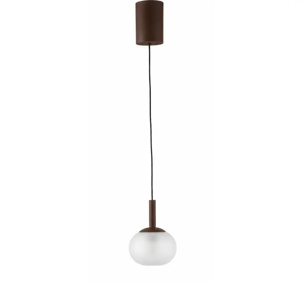 Suspension Novel en métal marron et verre opale  