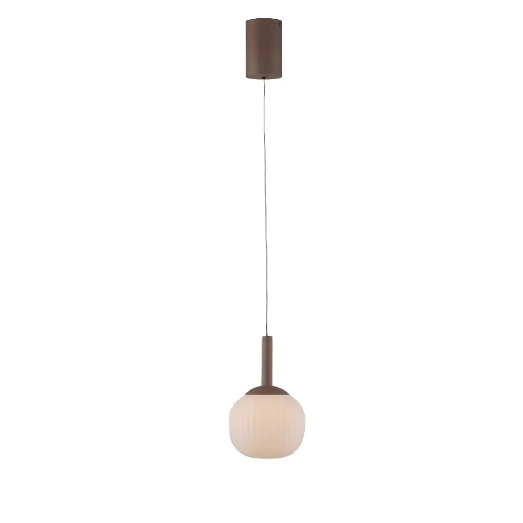 Suspension Novel en métal marron et verre opale  