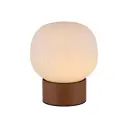 Lampe à poser Novel en métal avec base ronde marron et verre blanc 