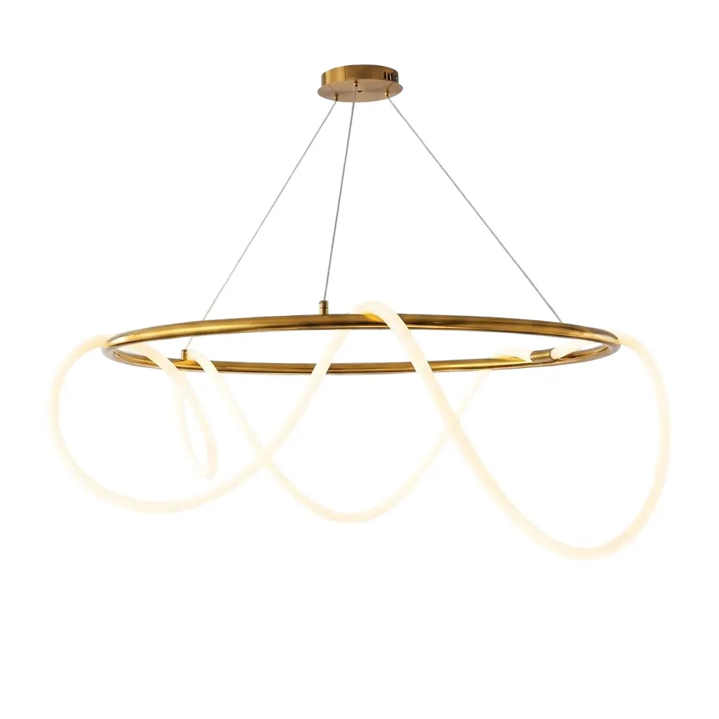Lustre Comely LED 30W en forme cerceau ,métal finition peinture dorée 