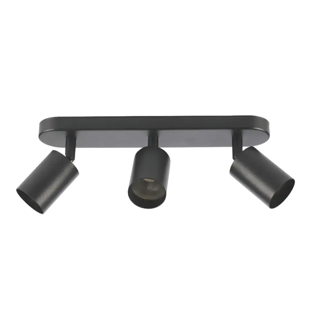 Spot / plafonnier orientable 3 lampes en aluminium noir IP20