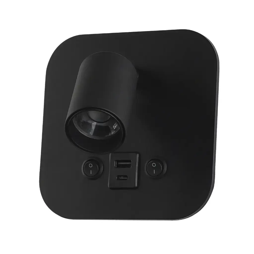 Applique mural orientable carrée Lenny LED 8W en aluminium noir  IP20