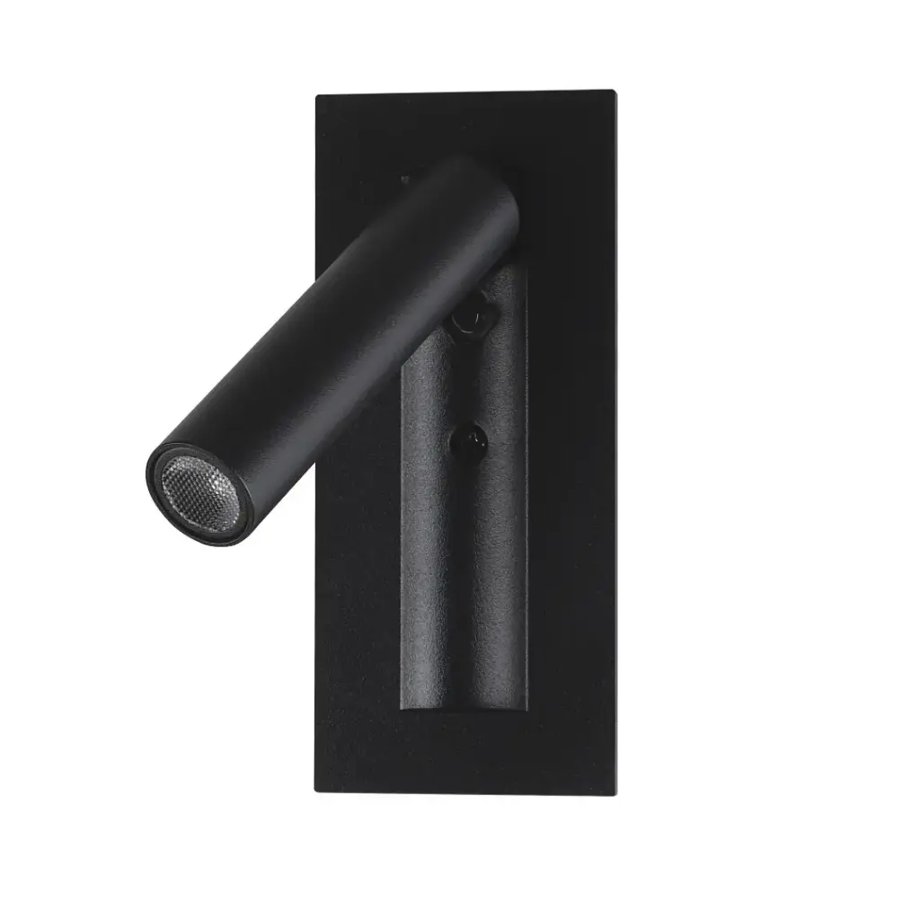 Applique murale LED de chevet 2W en aluminium noir IP20