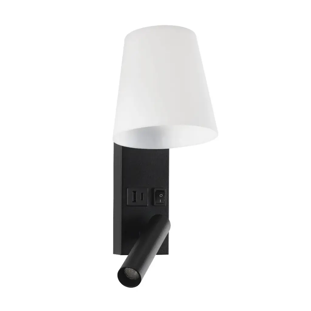 Applique murale LED orientable en métal avec port USB IP20