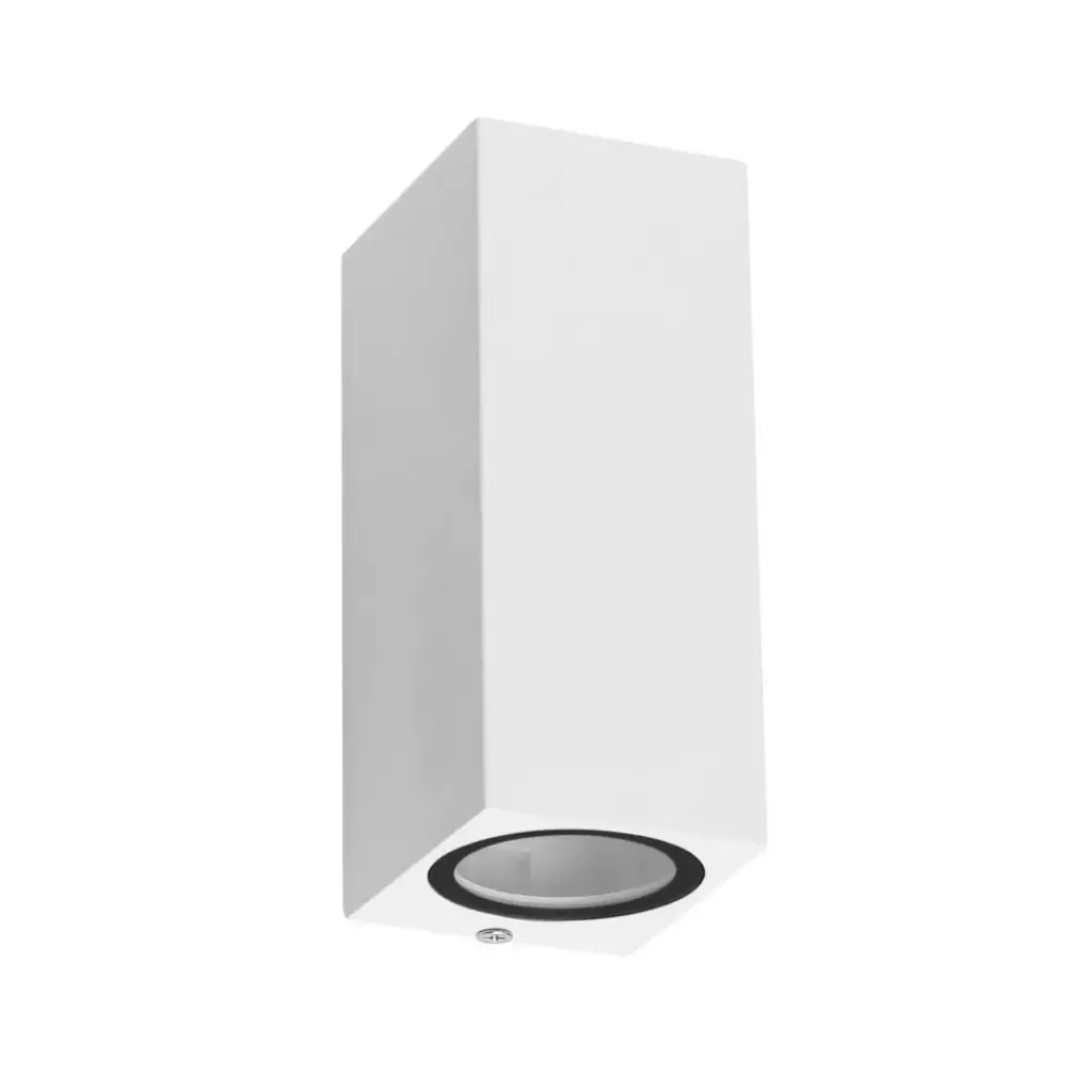 Applique façade carré 2 lampes en aluminium Blanc étanche IP54