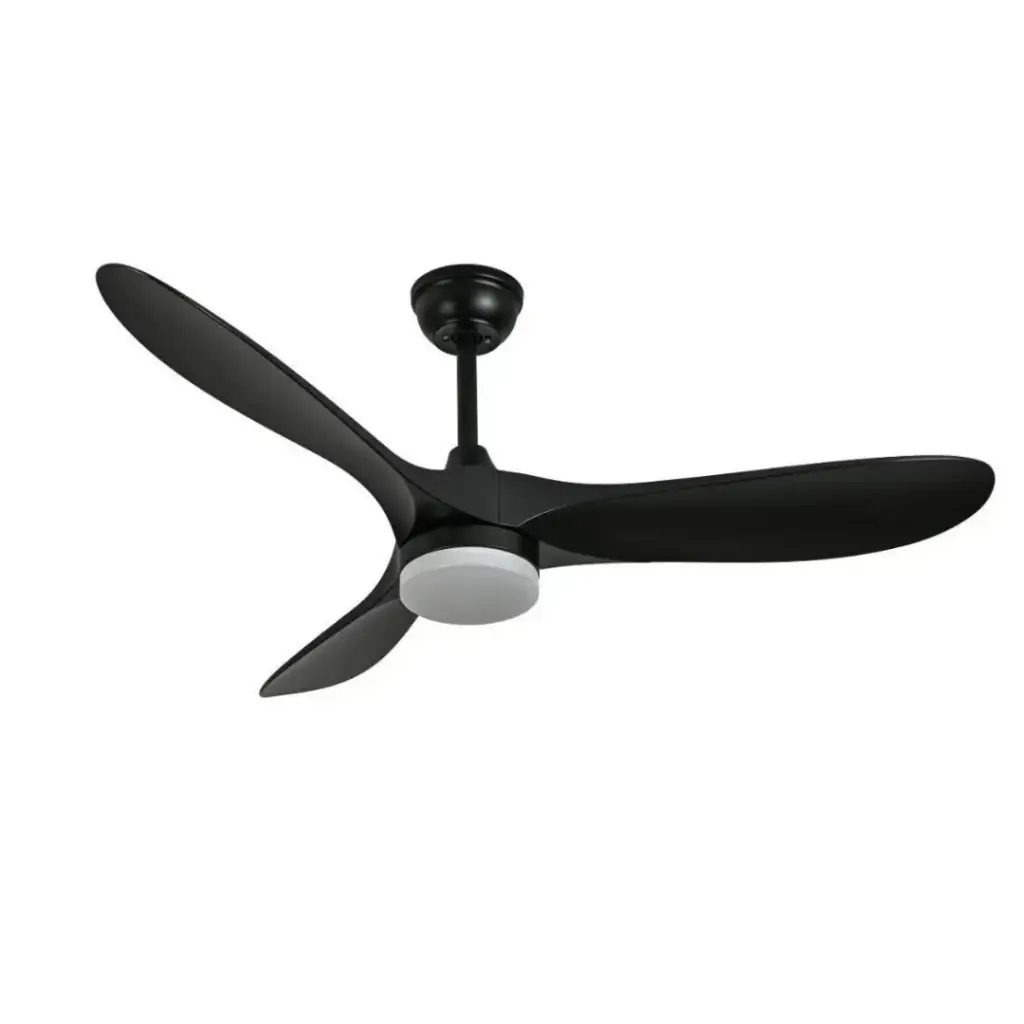Ventilateur Palermo LED 25W en plastique noir avec éclairage et télécommande