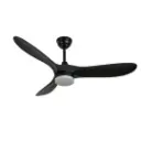 Ventilateur Palermo LED 25W en plastique noir avec éclairage et télécommande