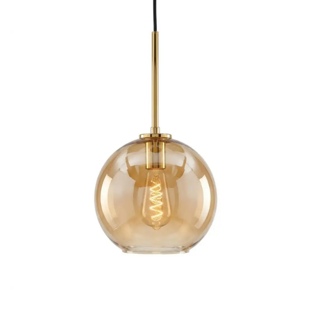 Suspension Blama en métal doré et verre ambré dégradé 