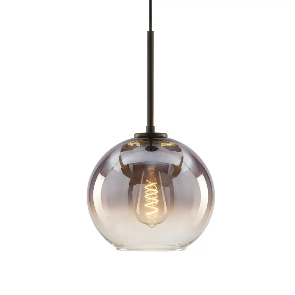 Suspension Blama en métal noir mat et verre ambré dégradé 
