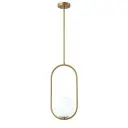 Suspension Avanos en métal dorée ovale avec globe blanc