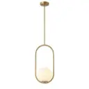 Suspension Avanos en métal dorée ovale avec globe blanc