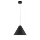 Suspension Incaro avec abat-jour en métal noir et intérieur blanc