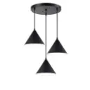 Lustre Incaro 3 lampes avec abat-jour en métal noir et intérieur blanc 