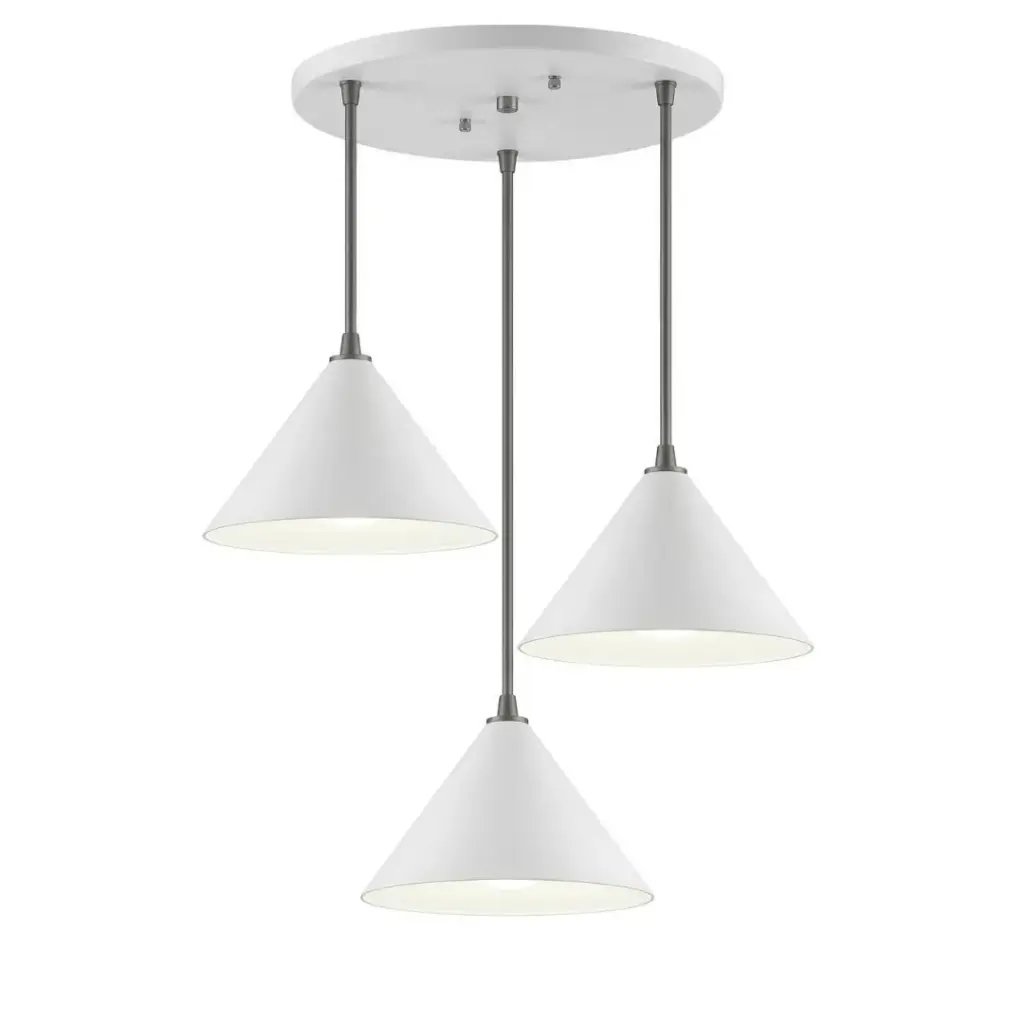Lustre Incaro 3 lampes avec abat-jour en métal intérieur blanc 